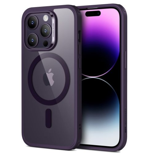 ESR Ch Halolock MagSafe Apple iPhone 14 Pro ütésálló kemény hátlap - átlátszó/lila