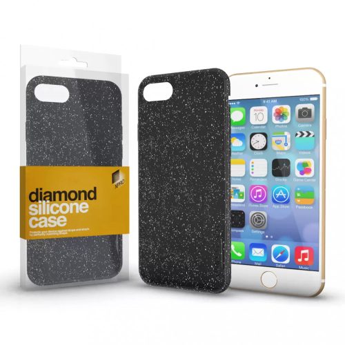 Szilikon tok (Diamond) Fekete Apple iPhone 7 / 8 / SE (2020) / SE (2022) készülékhez 