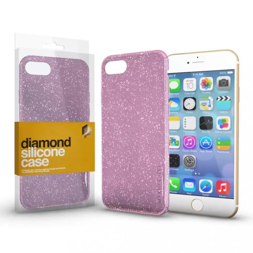 Szilikon tok (Diamond) Pink Apple iPhone 7 / 8 / SE (2020) / SE (2022) készülékhez