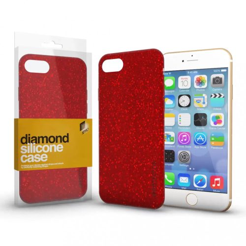 iPhone X / XS tok, Szilikon tok -  piros (Diamond)