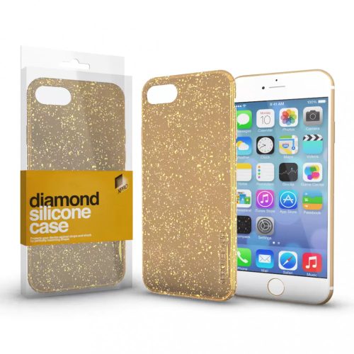 iPhone XS Max tok, Szilikon tok -  arany (Diamond)