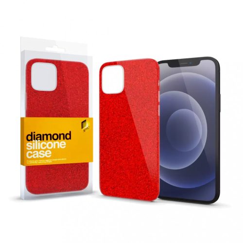 Szilikon tok (Diamond) Piros Apple iPhone 12 / 12 Pro készülékhez 