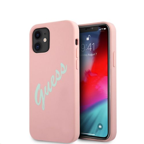 Apple iPhone 12 mini tok, Guess Silicone Vintage  Pink