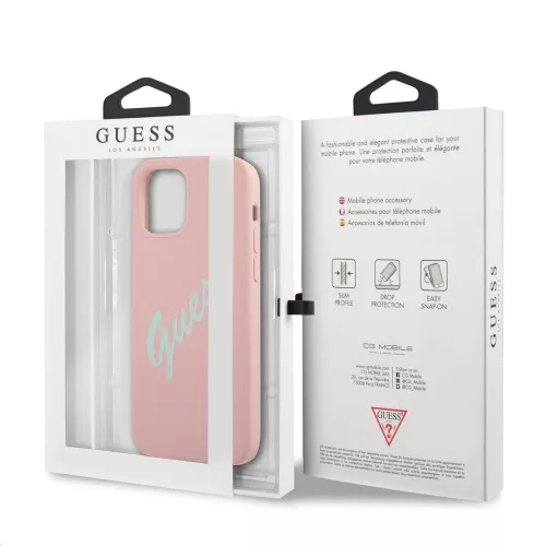 Apple iPhone 12 mini tok, Guess Silicone Vintage  Pink