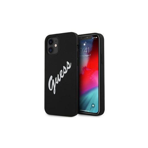 Apple iPhone 12 mini tok, Guess Silicone Vintage  fekete