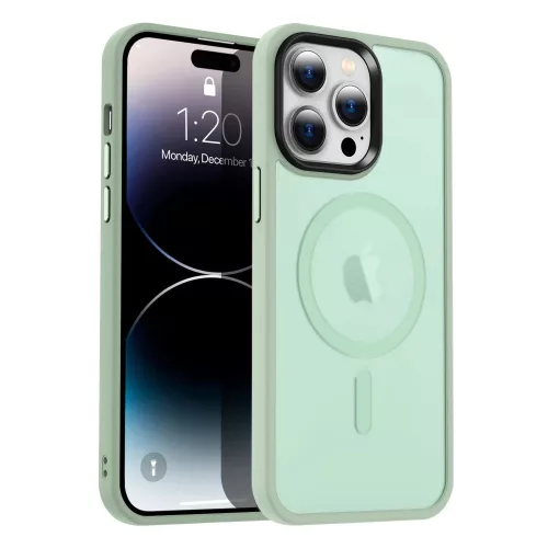 Apple iPhone 14 Pro Max tok, MagSafe-kompatibilis áttetsző matt világoszöld 