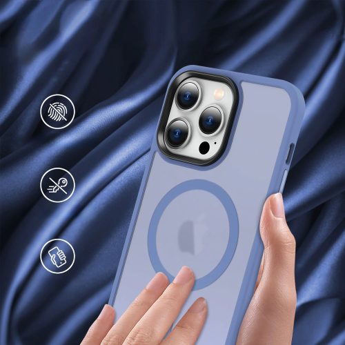 Apple iPhone 13 / 14 tok, MagSafe-kompatibilis áttetsző matt  égkék 