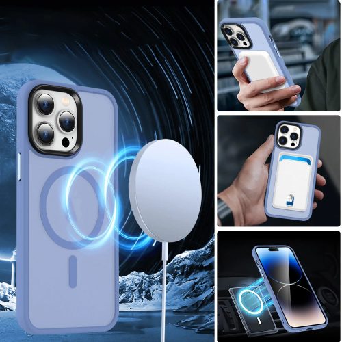 Apple iPhone 13 / 14 tok, MagSafe-kompatibilis áttetsző matt  égkék 
