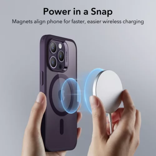 ESR Ch Halolock MagSafe Apple iPhone 14 Pro Max tok,  ütésálló kemény hátlap  - átlátszó/lila