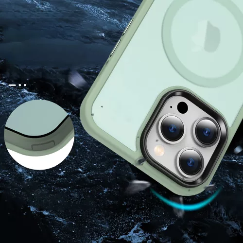 Apple iPhone 12 Pro Max tok, MagSafe-kompatibilis áttetsző matt  világoszöld 