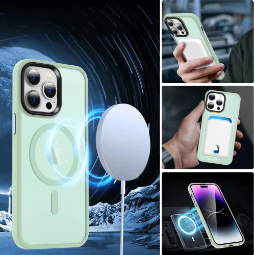 Apple iPhone 12 Pro Max tok, MagSafe-kompatibilis áttetsző matt  világoszöld 