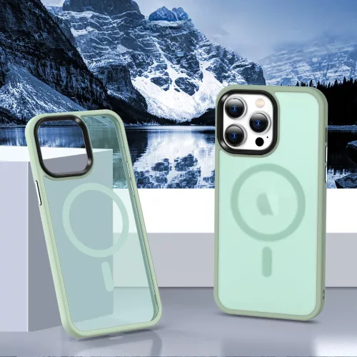 Apple iPhone 12 Pro Max tok, MagSafe-kompatibilis áttetsző matt  világoszöld 