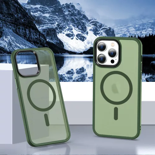 Apple iPhone 14 Pro tok, MagSafe-kompatibilis áttetsző matt - sötétzöld