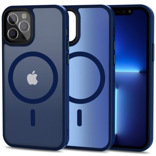 iPhone 12/12 Pro MagSafe-kompatibilis áttetsző matt tok kék 