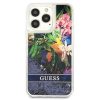 Apple iPhone 13 mini tok, Guess Liquid Glitter Flower csillámos  kék 