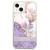 Apple iPhone 13 mini tok, Guess Liquid Glitter Flower csillámos  lila