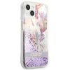 Apple iPhone 13 mini tok, Guess Liquid Glitter Flower csillámos  lila