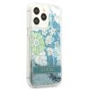 Apple iPhone 13 mini tok, Guess Liquid Glitter Flower csillámos  zöld