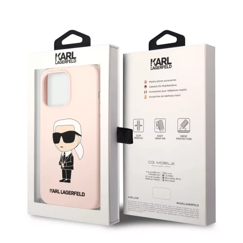 Apple iPhone 13 Pro tok, Karl Lagerfeld Liquid Silicone Ikonik NFT  rózsaszín