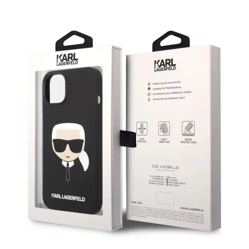 Apple iPhone 14 Pro tok, Karl Lagerfeld Karl Head szilikon - fekete
