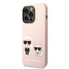 Apple iPhone 14 Pro Max tok, Karl Lagerfeld Liquid Silicone Karl és Choupette MagSafe kompatibilis  rózsaszín