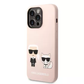   Apple iPhone 14 Pro Max tok, Karl Lagerfeld Liquid Silicone Karl és Choupette MagSafe kompatibilis  rózsaszín