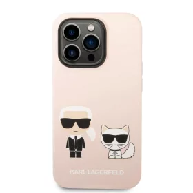   Apple iPhone 14 Pro tok, Karl Lagerfeld Liquid Silicone Karl és Choupette MagSafe kompatibilis - rózsaszín