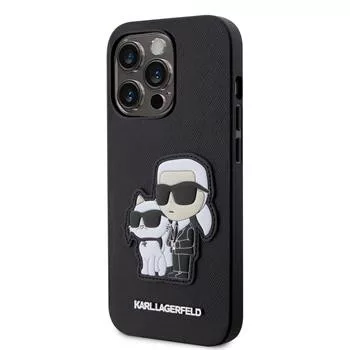 Apple iPhone 13 Pro tok, Karl Lagerfeld PU Saffiano Karl and Choupette NFT , fekete