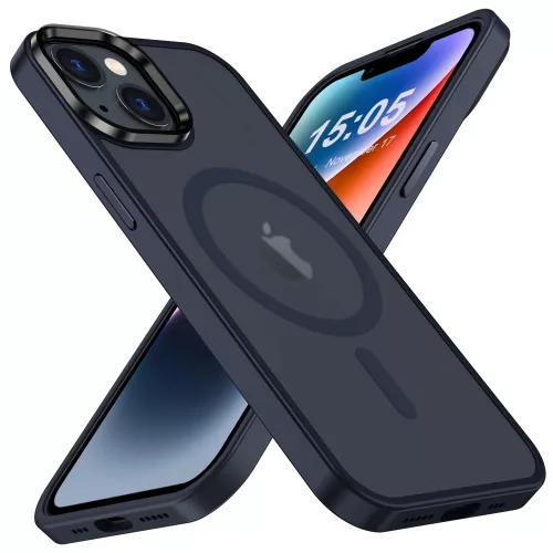 iPhone 15 Pro tok MagSafe-kompatibilis áttetsző matt tok - kék 