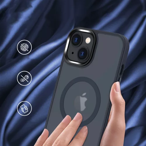 iPhone 15 Pro tok MagSafe-kompatibilis áttetsző matt tok - kék 