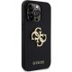 Apple iPhone 12 / 12 Pro tok, Guess Pu Perforated 4G Glitter Metal Logo - fekete