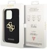 Apple iPhone 12 / 12 Pro tok, Guess Pu Perforated 4G Glitter Metal Logo - fekete