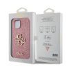 Apple iPhone 12 / 12 Pro tok, Guess Pu Fixed Glitter Big 4G Metal Logo - pink