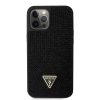 Apple iPhone 12 Pro Max tok, Guess Rhinestones Triangle Metal Logo - fekete