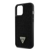 Apple iPhone 12 Pro Max tok, Guess Rhinestones Triangle Metal Logo - fekete