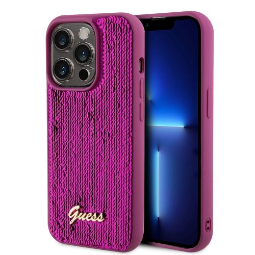 Apple iPhone 14 Pro Max tok, Guess Sequin Script Logo - magenta