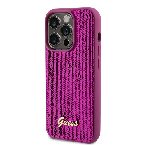 Apple iPhone 14 Pro Max tok, Guess Sequin Script Logo - magenta