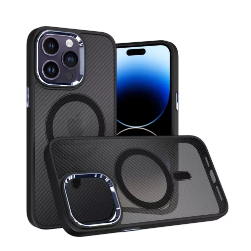 Apple iPhone 15 Pro Max tok, Magnetic Carbon  fekete-lila Magsafe
