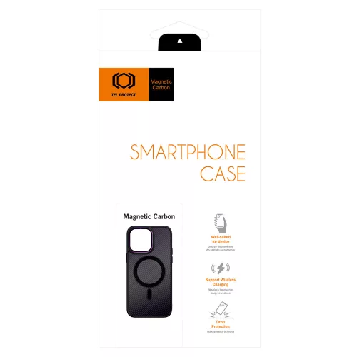 Apple iPhone 15 Pro Max tok, Magnetic Carbon  fekete-lila Magsafe