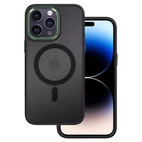   Apple iPhone 15 Pro Max tok, Magnetic Carbon  fekete-zöld (Magsafe kompatibilis)