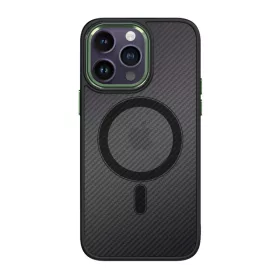   Apple iPhone 15 Pro Max tok, Magnetic Carbon  fekete-zöld (Magsafe kompatibilis)