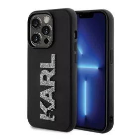   Apple iPhone 15 Pro tok, Karl Lagerfeld 3D Rubber Glitter Logo -  fekete