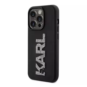   Apple iPhone 15 Pro tok, Karl Lagerfeld 3D Rubber Glitter Logo -  fekete