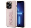 Apple iPhone 15 Pro tok, Karl Lagerfeld 3D Rubber Glitter Logo -  rózsaszín