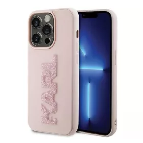   Apple iPhone 15 Pro tok, Karl Lagerfeld 3D Rubber Glitter Logo -  rózsaszín