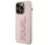 Apple iPhone 15 Pro tok, Karl Lagerfeld 3D Rubber Glitter Logo -  rózsaszín