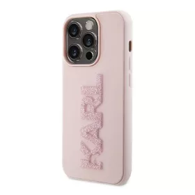   Apple iPhone 15 Pro tok, Karl Lagerfeld 3D Rubber Glitter Logo -  rózsaszín