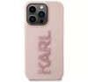 Apple iPhone 15 Pro tok, Karl Lagerfeld 3D Rubber Glitter Logo -  rózsaszín
