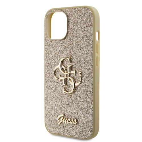 Apple iPhone 15 Pro tok, Guess PU Fixed Glitter 4G Metal Logo - arany