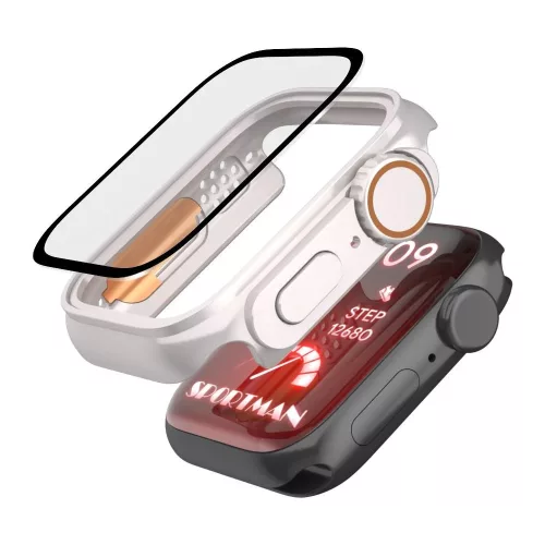 Apple Watch 7/8 (45mm) Tech-Protect Defense360 tok és üvegfólia sötétkék/narancs